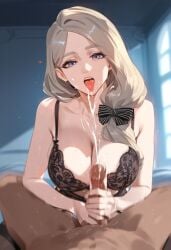 ai_generated big_breasts ejaculation fire_emblem fire_emblem:_three_houses handjob mercedes_von_martritz motion_blur