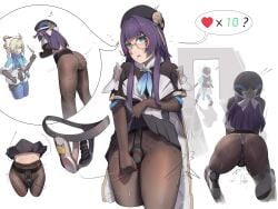 anal_plug blue_hair chastity chastity_belt female female_chastity female_only femsub glasses honkai:_star_rail ooooooso pantyhose pela_(honkai:_star_rail) pussy_juice submissive submissive_female tagme vibrator