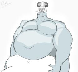 backshots belly belly_on_back big_belly bubyldus chef_saltbaker cuphead_(game) fat moobs naked squishing_ass