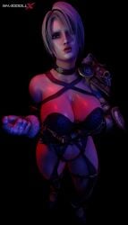 3d bandai_namco big_breasts breasts cleavage curvaceous curvy curvy_figure female female_focus female_only gloves huge_breasts isabella_valentine light-skinned_female mature mature_female oiled oiled_skin shaddoll_x shiny_skin soul_calibur thick_legs thick_thighs