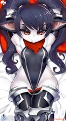 1girls armor armpits arms_up ass bed big_ass black_hair breasts clothing cuddly_octopus dakimakura female female_only gloves high_resolution huge_ass krokobyaka league_of_legends long_ears long_hair looking_at_viewer muscular muscular_female noxus_poppy oerba_yun_fang on_bed one-piece_swimsuit paid_reward poppy ready_for_sex red_eyes shortstack small_breasts solo solo_female tagme thick_thighs thighhighs thighs twintails very_high_resolution wide_hips yordle