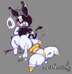 2girls angry anthro big_ass bottomless facesitting female female_only kuromi lofasnofa my_melody onegai_my_melody panties rabbit sanrio tail thick_thighs wet_pussy