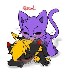 anthro anthro_on_anthro anthro_only catnap catnap_(poppy_playtime) critters_(poppy_playtime) domestic_cat feline furry_only no_humans opstah poppy_playtime poppy_playtime_(chapter_3) purple_fur purple_skin sex smiling_critters tagme