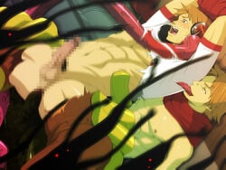 2boys abs anal arms_above_head being_undressed bound_arms boy_rape brown_eyes brown_hair censored dual_persona gay hanamura_yousuke human izumi_nekotsuki licking male male_only nipples non-human_rapist orange_eyes penis persona persona_4 restrained sitting tentacle tentacle_on_male tentacle_under_clothes tentaclejob tentacles_on_male torn_clothes yaoi