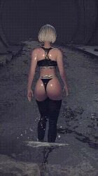 1girls 3d animated ass big_ass blacked_clothing boots female female_only leather_boots light-skinned_female light_skin mod nier nier:_automata pale-skinned_female pale_skin pawg platinum_games short_hair snowbunny solo sports_bra sportswear square_enix voluptuous walking white_hair yorha_2b