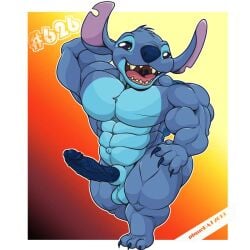 626 abs alien balls biceps blue_fur experiment_626 horny muscle muscular naked pecs penis piqueraj piquetreon posing stitch_(lilo_and_stitch) triceps