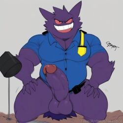 ai_generated big_balls domination eating_ass evil_grin facesitting forced gay gay_domination gengar huge_cock looking_at_viewer pokemon pokemon_(species) pokephilia police police_uniform sitting_on_face sitting_on_person thick_penis