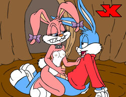 1boy 1boy1girl 1girls 2011 2011s anthro babs_bunny black_eyes blue_body blue_eyes blue_fur breasts buster_bunny clothed clothing collar duo erection eye_contact female female_on_top fur furry furry_female furry_male genitals gloves handwear hi_res imminent_sex jk lagomorph leporid male male/female male_on_bottom mammal multicolored_body multicolored_fur nipples on_top open_mouth penis pink_body pink_fur rabbit shirt small_breasts spiked_collar tail tiny_toon_adventures tongue tongue_out topwear two_tone_body two_tone_fur uncensored warner_brothers white_body white_fur white_gloves white_handwear