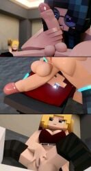 2futas 3d 69_position black_hair blue_eyes breasts cinema4d dick_in_face dominant_futanari duo emika_(morirosemc) erection female futa_on_futa futanari hannah_rose_(morirosemc) hat heart_eyes long_hair masturbation mine-imator minecraft mori_rose_(morirosemc) morirosemc penis_longer_than_knee red_hair small_breasts submissive_futa tanned_futa tongue_out watching