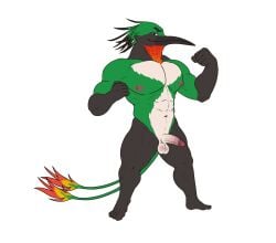 apodiform athletic avian bird erection genitals hi_res humanoid_genitalia humanoid_penis hummingbird lautaro_ceara male muscular muscular_male nipples penis rammygoldfinch ruby-throated_hummingbird slightly_muscular