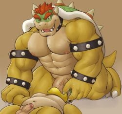 2019 2boys abs adios anthro big_penis bowser cum deepthroat drooling gay gay_sex high_resolution holding_down_arms huge_cock male mario_(series) muscles muscular muscular_male nintendo pinning_down red_hair saliva shaved_penis sucking_penis unknown_source