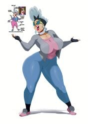 1girls bandana big_breasts bunny_bravo cartoon_network earrings female gilf glasses gloves grey_hair hourglass_figure johnny_bravo_(series) lipstick mature_female milf mother necklace red_lipstick short_hair thick_thighs tovio_rogers wide_hips