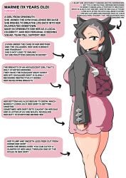 1girls alternate_body_type black_hair breasts censored_age censored_text english_text female game_freak green_eyes human human_only imminent_rape implied_rape light-skinned_female light_skin marnie_(pokemon) more_at_source nintendo pokemon pokemon_ss raceplay rape solo tagme text thighs wide_hips woohyoot