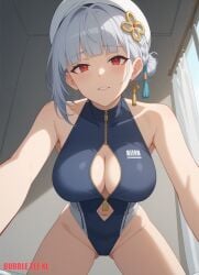 1female 1girls breasts bubbleteexl female light-skinned_female light_skin looking_at_viewer medium_breasts normal_breasts sanhua_(wuthering_waves) wuthering_waves