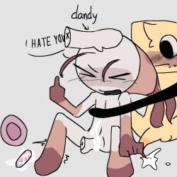 dandy's_world dandy_(dandy's_world) double_fellatio goob_(dandy's_world) machinery pussy_ejaculation semen_on_body shrimpo_(dandy's_world)