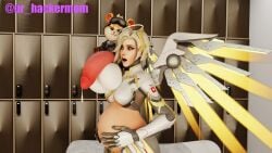 forced growing hammond_(overwatch) hamster hyper_penis massive_balls massive_penis mercy overwatch pregnant rape raped raped_female raped_girl shocked_expression wrecking_ball zoophilia