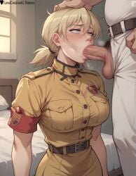 1boy 1boy1girl 1girls absurd_res ai_generated balls balls_deep bedroom big_breasts blonde_female blonde_hair blonde_hair blowjob blush blush blush_lines blushing_at_viewer breasts breasts_out curvy curvy_figure drool drooling fellatio female female from_below half-closed_eyes hellsing high_resolution highres indoors kneeling kneeling_female kneeling_oral_position large_breasts lewdcreationsai looking_at_viewer military military_uniform nipples oral oral_penetration oral_sex rolling_eyes saliva saliva_string saliva_trail seras_victoria sexually_suggestive solo solo_female solo_focus stable_diffusion steam steaming_body steamy_breath sweat sweatdrop sweating sweaty tagme testicles thick thick_legs thick_thighs thighs throat throat_abuse throat_bulge throat_fuck throat_penetration throat_pounding throat_swabbing unbuttoned unbuttoned_shirt