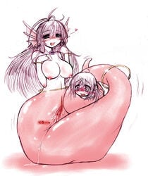 artist_request asphyxiation blush breasts constriction frfr lamia large_breasts long_hair monster_girl mouse mouse_ears naga navel nipples nude open_mouth pussy pussy_juice scared sketch snake tail tear unbirthing uncensored vore