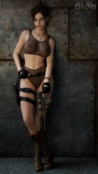 3d claire_redfield gun resident_evil see-through see-through_top sija_art weapon