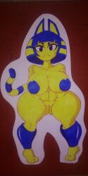 1girls animal_crossing ankha anthro areolae arms_behind_back ass_visible_through_thighs barefoot big_breasts breasts completely_nude completely_nude_female feline female female_only full_body furry ill_plagga looking_at_viewer naked naked_female nipples nude nude_female pussy solo solo_female yiff