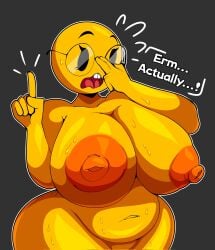 anthro big_ass big_breasts derocrossh emoji emoji_(race) female female_only huge_ass huge_breasts nerd nerd_emoji nerdy_female nude