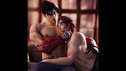 2boys comforting gay homoerotic hwoarang intimate jin_kazama kazama_jin male male/male namco namco_bandai piffy rivals sensual shirtless sleeping_on_person tagme tekken touching_face video wholesome yaoi