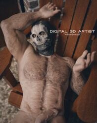 3d 3d_(artwork) 3d_model azog3d bara barazoku call_of_duty call_of_duty_modern_warfare_2_(2022) cum_on_body cum_on_self ejaculation gay hairy_chest hairy_pecs highres looking_at_viewer male mask masked masked_male posing posing_for_the_viewer realistic simon_riley solo_male