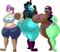 bibi_(brawl_stars) brawl_stars cursed_pirate_bibi curvaceous curvy curvy_figure huge_ass huge_breasts huge_butt huge_thighs meg_(brawl_stars) megalodon_(brawl_stars) penny_(brawl_stars) thick_thighs thighs