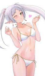 1girls belly belly_button bra elf elf_ears elf_female elf_girl female female_only frieren knife_ears light-skinned_female light_skin panties pointy_ears sasasa_r_23 sharp_ears sousou_no_frieren ssk_(artist) thin tummy twintails underwear white_hair