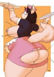 1girls accidental_exposure areolae ass big_ass big_breasts big_butt black_hair breasts cat_ears cat_tail catti_(deltarune) deltarune ear_ring exposed_breasts fat_ass felid feline female female_only kryadrawgin large_breasts looking_at_breasts looking_down multicolored_hair nipple_piercing nipples pink_hair ripped_clothing slightly_chubby solo solo_female solo_focus tearing_open_bottoms thick_thighs thighs torn_open_bottoms white_body white_fur wide_hips