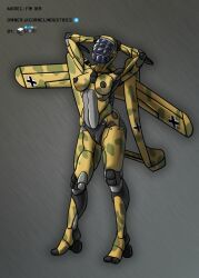 aircraft airplane areola breasts clothing drqube female footwear genitals high_heels living_machine machine nipples pussy robot solo_focus wings