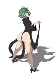 1girls big_ass bottom_heavy bwunnymom dress_between_buttocks female female_only no_panties one-punch_man small_breasts solo tatsumaki thick_thighs