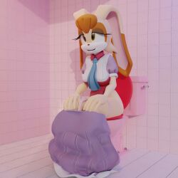 anthro bathroom bathroom-art_(artist) breasts clothed clothing feces female fur hair lagomorph leporid mammal rabbit scat sega solo sonic_(series) sonic_the_hedgehog_(series) toilet vanilla_the_rabbit