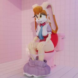 anthro bathroom bathroom-art_(artist) breasts clothed clothing feces female fur hair lagomorph leporid mammal rabbit scat sega solo sonic_(series) sonic_the_hedgehog_(series) toilet vanilla_the_rabbit