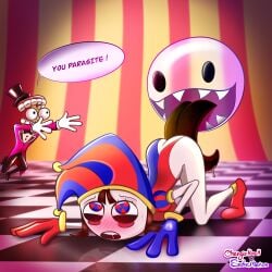 1girls all_fours analingus blush bubble_(the_amazing_digital_circus) caine_(the_amazing_digital_circus) cunnilingus dubious_consent monster pomni pomni_(the_amazing_digital_circus) sadra.mation tagme the_amazing_digital_circus