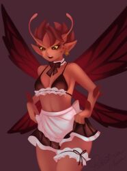 dark_willow dota_2 fairy maid_outfit red_skin solo_female wings