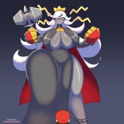 big_ass big_breasts big_butt clothed genderswap_(mtf) giant_ass giant_breasts huge_ass huge_breasts inner_sideboob mario mario_(series) no_bra oddly_bally rule_63 sideass sideboob smithy_(mario) super_mario_rpg super_mario_rpg_remake