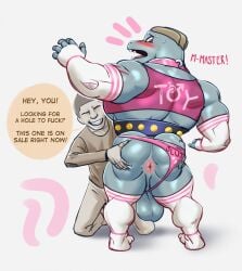 anus ass back_muscles ball duo english_text generation_1_pokemon girly hi_res human lotolotl machoke male male_only mammal monster muscular muscular_anthro muscular_male nintendo pokémon_(species) pokemon pokemon_(species) profanity text