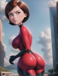 1girls ai_generated ass big_ass bodysuit disney elastigirl helen_parr huge_ass latex latex_clothing latex_gloves latex_stockings latex_suit latex_thighhighs lewden mommy patreon superhero superheroine the_incredibles uniform