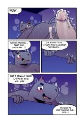 <3_eyes anthro blush bodily_fluids comic cum cum_in_ass cum_inside duo earl_(t0l0k) genital_fluids heart hi_res male male/male mammal rhinoceros sweat t0l0k