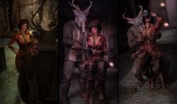 3d 3d_(artwork) bethesda_softworks cult cultist drinking drunk fallout fallout_4 fallout_76 groping groping_breasts groping_from_behind masked_male piper_wright screenshot straight