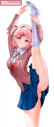 1girls blazer breasts doki_doki_literature_club flashing_pussy holy_shit_shes_so_cute leg_up miniskirt natsuki_(doki_doki_literature_club) pink_eyes pink_hair presenting pussy solo uncensored yami_(rear4742)