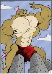 2010 4_fingers anthro big_abs big_biceps big_muscles big_pecs biped body_size_growth border brown_body brown_fur building clothing cloud color_edit colored cooner fingers fur growth growth_sequence hi_res huge_muscles huge_pecs looking_at_self low-angle_view macro male mammal mouse murid murine muscle_growth muscular navel nipples notveryathletic pecs red_clothing red_underwear rodent size_transformation sky skyscraper solo standing tail third-party_edit tongue tongue_out toony transformation underwear white_border