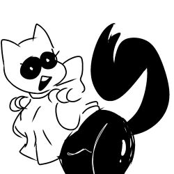 1girls 2022 black_and_white black_body black_fur cat_ears cat_girl cat_humanoid cat_tail catgirl feline female female_only furry ghost ghost_girl monochrome open_mouth sketch snappy_snaz solo solo_female tail teeth