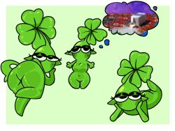 4_leaf_clover 87_g0d ass blush blush_lines breasts clover cuntycloverpikmin four_leaf_clover meme no_nipples pikmin pikmin_(species) pose shiny_skin tagme