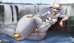 1boy anthro bikini bubble_butt bulge femboy generation_7_pokemon giant giantess giants gipehtyboon girly hi_res hips male male_only nintendo nipple_bulge outdoors pecs pheromosa pokémon_(species) pokemon pokemon_(species) swimsuit thick_thighs thighs third-party_edit ultra_beast white_body wide_hips yboon