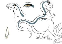 big_ass big_butt blue_(jurassic_world) dinosaur dudenameda10 evil_smile fat_ass furry jungle jurassic_park jurassic_world looking_at_viewer looking_back looking_back_at_viewer orange_eyes reptile sketch smile tail velociraptor yellow_eyes