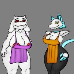 anthro big_breasts bovid breasts caprine deltarune domestic_cat felid feline felis goat hi_res huge_breasts j5furry machine mammal robot tasque_manager_(deltarune) tits toriel undertale undertale_(series)