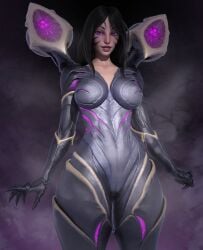 1girls 2020s 2023 big_breasts black_hair female kai'sa league_of_legends league_of_legends:_wild_rift legends_of_runeterra looking_at_viewer pale-skinned_female pale_skin popogori purple_eyes riot_games tagme thick_thighs