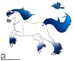 blue_hair feral horse jade-sapphire mane mare tail walter_sache wsache2020